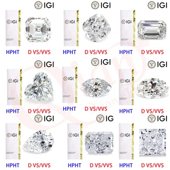 1ct-3ct D bijela VVS/VS HPHT dijamant jastuk kvadrat srce ovalni smaragd kruška asscher je odrastao u laboratoriju dijamant, certificirani IGI kamen