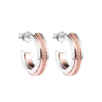 Branded dvo-boja naušnice-prsten sa logom i pečatom Brincos od 925 sterling srebra, originalni naušnice za žene, privjesci za izradu nakita svojim rukama