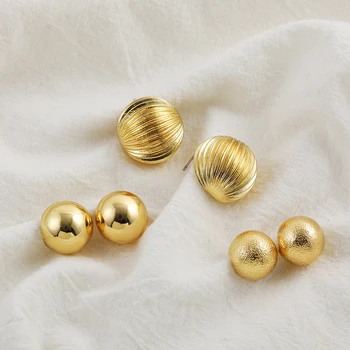 Berba zlatne naušnice-polukružna kugle za žene, jednostavne Šuplje metalne zakovice za uši, modni ukras za stranke
