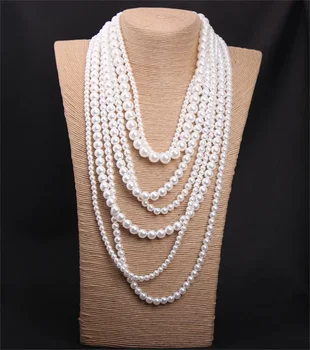 Fascinantno laminirano luksuzno ogrlica od bijelog bisera, ženske pretjerana nakit, Modni dodaci za banket na Dan rođenja za mladence