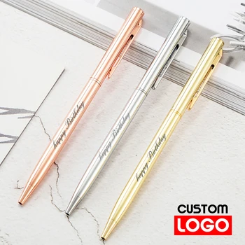 Nova metalna kemijska olovka, olovka od ružičastog zlata, Custom logo, Promotivni Kemijska olovka, Natpis s ugraviranim imenom, Promotivni ručka