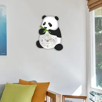 Zidni sat s panda, Bešumni Male drvene kreativna dekorativni satovi, zidni viseći satovi, zidni ukras u obliku životinja za kuhinje, kućni dekor