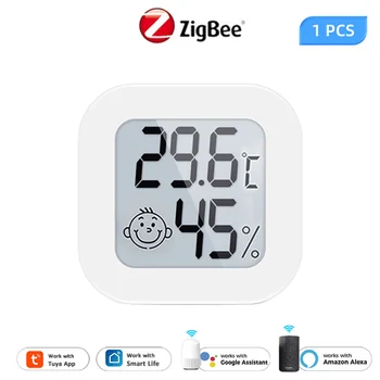 Senzor za temperaturu i vlagu u умном kući Tuya ZigBee S led ekrana Radi sa Smart Life, radi Alexa Google Assistant
