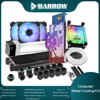Set vodenog hlađenja Barrow Computer Split RGB, Komplet crijeva CPU + GPU Za INTEL/ AMD RYZEN 3/5/7/9 + NVIDIA RTX 3080/3090, Mekana cijev