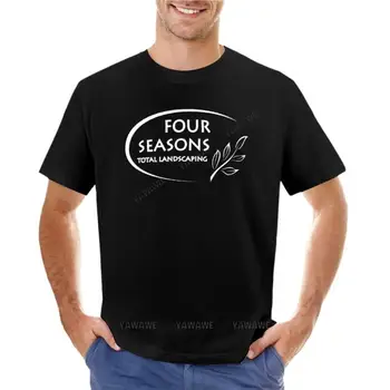 T-shirt s logom Four Seasons Total Landscaping, muška estetski odjeća, prazne majice, crne majice za muškarce