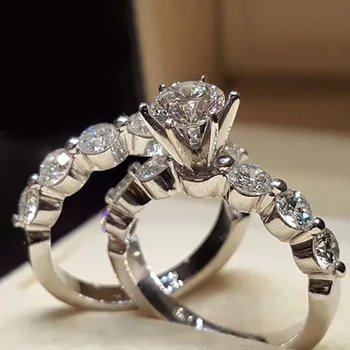 Skup angažman prsten sa Blistavim Bijelim Цирконием, Luksuzni Okrugli Srebrni Prsten za zurke, Jubileja za žene