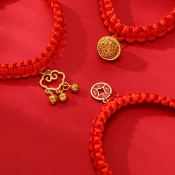 Ogrlica za kućne ljubimce u kineskom stilu sa zvončićima, Mekan Zgodan Prozračni Podesiva Veličina, pribor za vrat kućne ljubimce iz crvene užad ručni rad