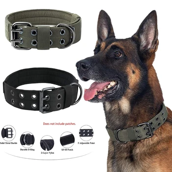 Taktički ogrlica za pse srednje veličine, pribor za učenje hodanja sa 5 točaka podesivi, najlon, ogrlice za pse