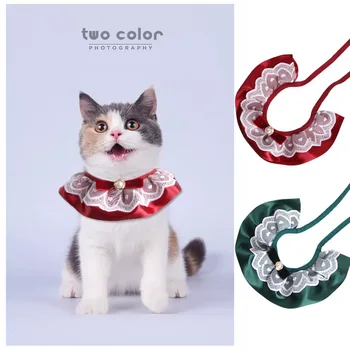 Trendy ogrlica za kućne ljubimce s lukom, držači bibs, slatka čipke ogrlica za kućne ljubimce, Slatka je ogrlica za pse i mačke, ukrasne ogrlice za male pse
