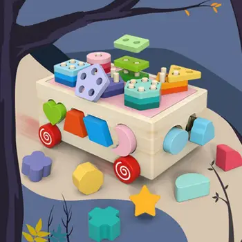 Edukativne igre po boji i obliku, edukativne drvene igračke, pogodan u obliku stroj za razvoj fine motorike, Obrazovni za djecu