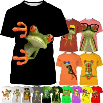 Topla rasprodaja, Funky majica sa 3D ispis Drvene žabe, Smiješne Životinje za muškarce i žene, u Boji Casual Smiješno top kratkih rukava u stilu hip-hop