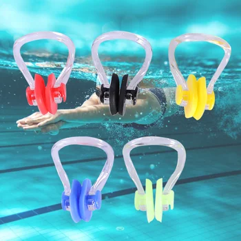 5pcs stezaljke za nos protiv klizanja prijenosni praktično vodonepropusni silikonski držači za nos za kupanje (crna, crvena, plava, zelena i žuta)