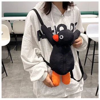 Slatki plišani ženska torba, dječji ruksak za djevojčice, casual modna meka dizajnersku torbu s likom pingvin iz crtića Kawai, putnu torbu za ulice