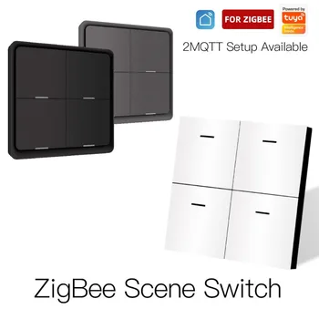 Tuya ZigBee Smart Switch 4 Bande 12 Prekidača Scene Gumb Kontroler Podržava Skripte za automatizaciju Zigbee2mqtt Home Assistant