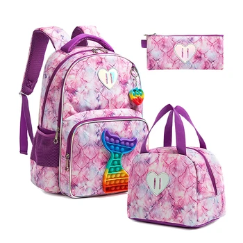 Dječje torbe Sirena Press Bubbles za djevojčice, školske torbe, ruksak Kawaii, dječje školske torbe za djevojčice, 17-inčni torbe za djevojčice, skup torbe