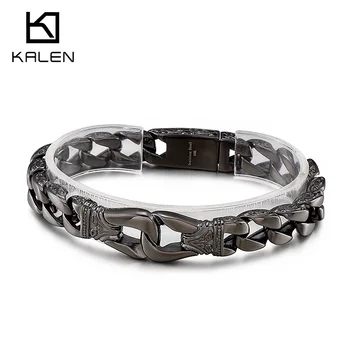 Narukvica-lanac sa sigurnosnom bravom Kalen u stilu punk Homme, berba muške narukvice od nehrđajućeg čelika, popularni nakit, Novo