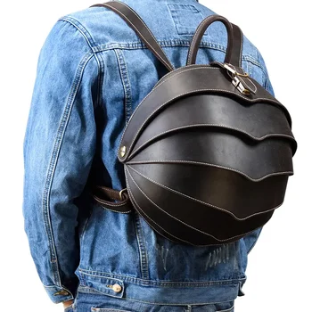 Kreativni ruksak Buba od prave kože, okrugla torba preko ramena unisex