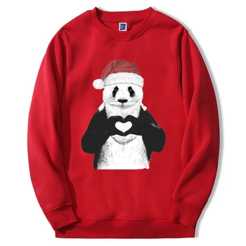 2023 Božićne hoodies slatka uzorkom Santa panda, флисовый pulover dugih rukava i okruglog izreza, zimska odjeća Оверсайз