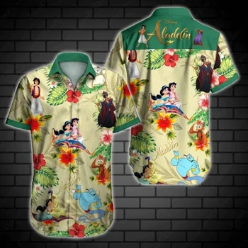 Havajski košulja Disney Princeze Aladdin i Jasmine Muške, Ženske dječje Majice kratkih rukava Havajske Košulje Disney Plaža Majice